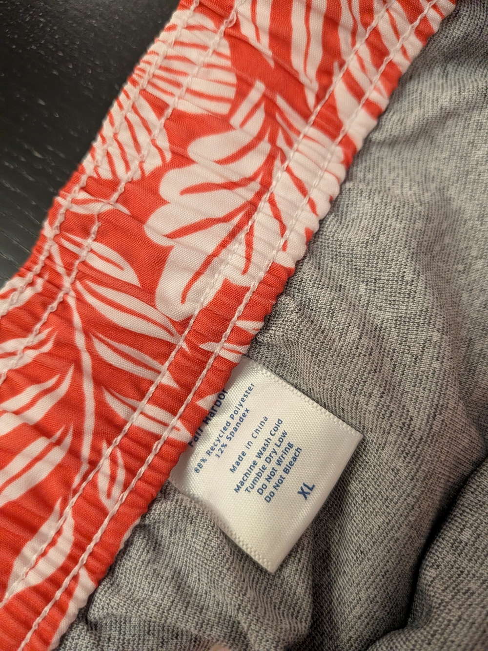 Men's Floral Print Drawstring Shorts - Coral and White - Picture 4 of 5